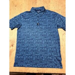 Bogey Bros Golf Polo Shirt Mens Medium  Blue Excuses Allover Print Stretch Funny